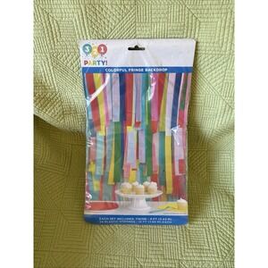 321 Party! Rainbow Fringe Backdrop Kit 54 12Ft Plastic Strands & 8ft of Twine